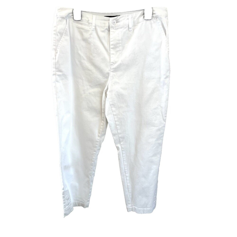 Chadwicks Women's White Buttoned Ankle Pants - 12T Casual Beachy